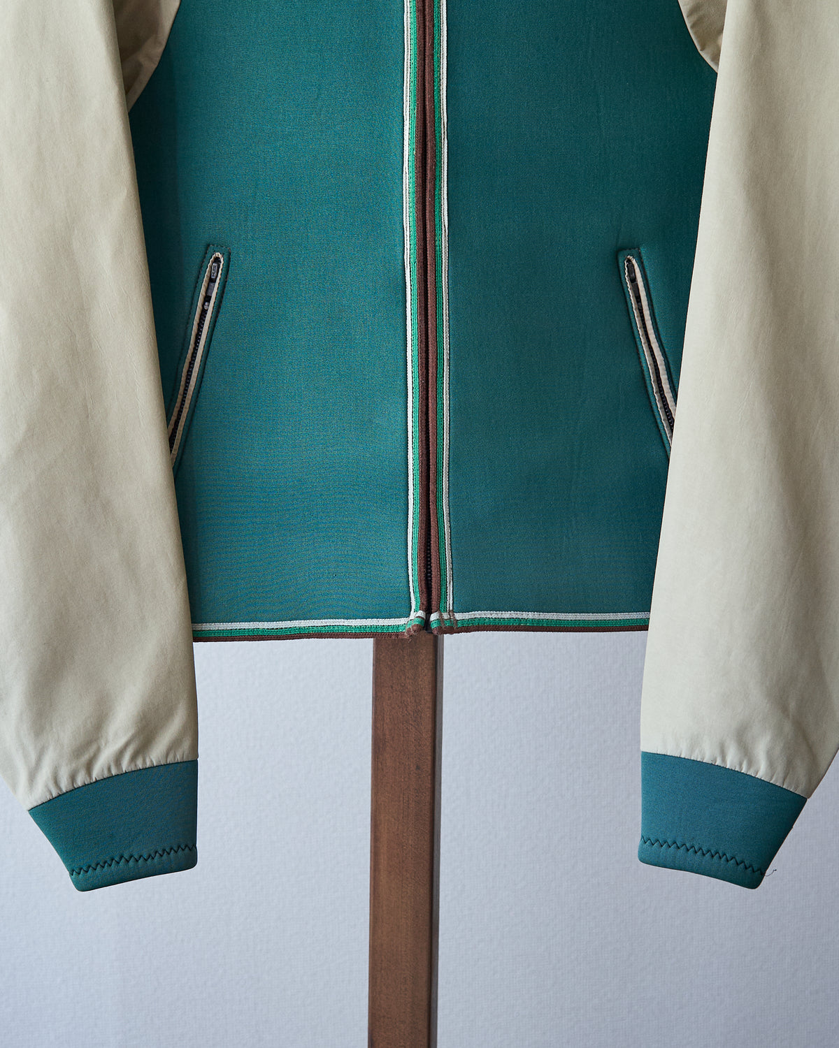 【SIZE S】1980-90s Neoprene Switching Jacket / Green × Beige