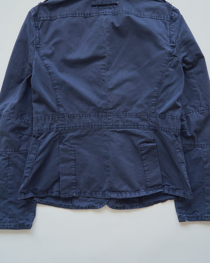 【SIZE S】ARMANI JEANS Garment-Dyed Cotton Convertible-Collar Field Jacket / Navy