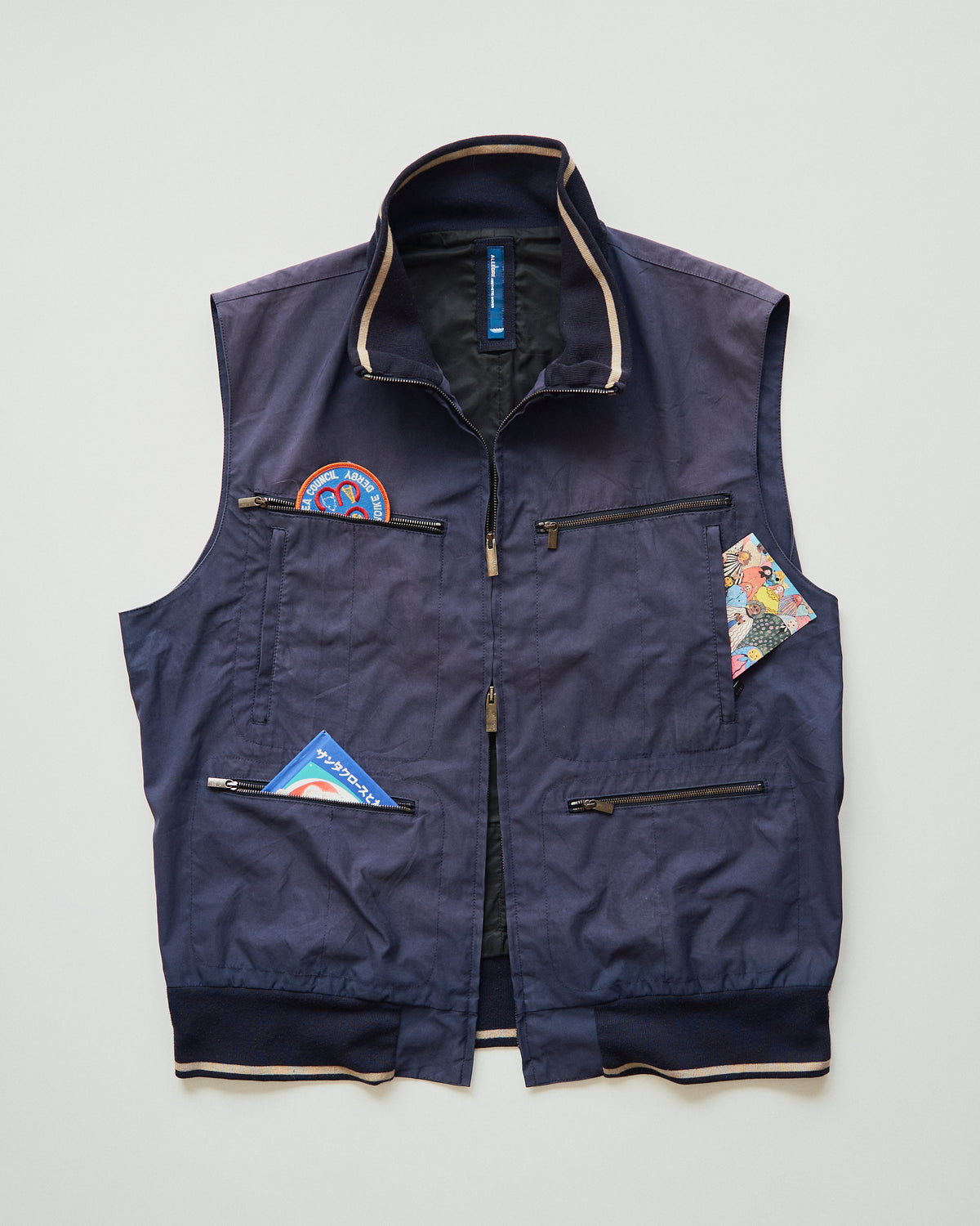 【SIZE M-L】ALLEGRI Nylon Multi-Pocket Utility Vest / Sun-Faded Navy