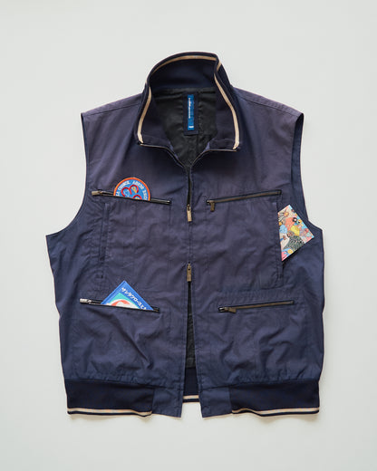 【SIZE M-L】ALLEGRI Nylon Multi-Pocket Utility Vest / Sun-Faded Navy