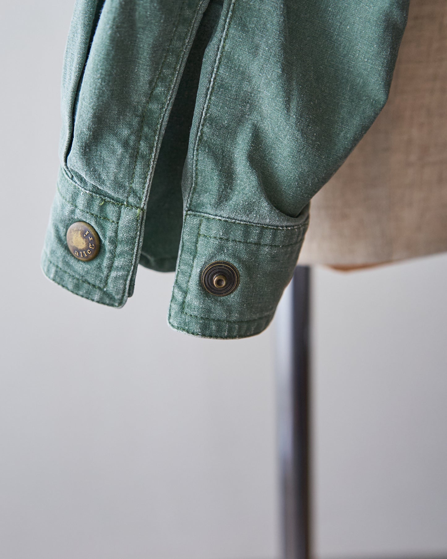 90s ALLEGRI Two-Tone  Lace-Up Shoulder Cotton Blouson / Sage