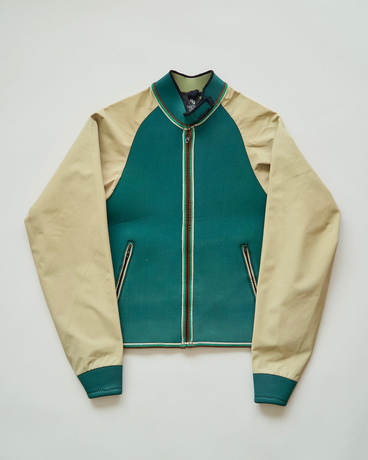 【SIZE S】1980-90s Neoprene Switching Jacket / Green × Beige
