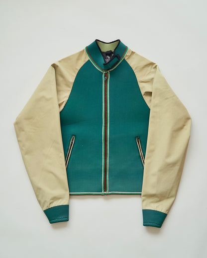 【SIZE S】1980-90s Neoprene Switching Jacket / Green × Beige