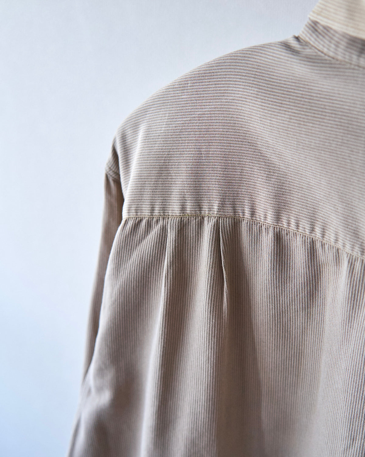 【SIZE L】-00s ERMENEGILDO ZEGNA Cotton Rayon Hairline-Striped Shirt / Beige