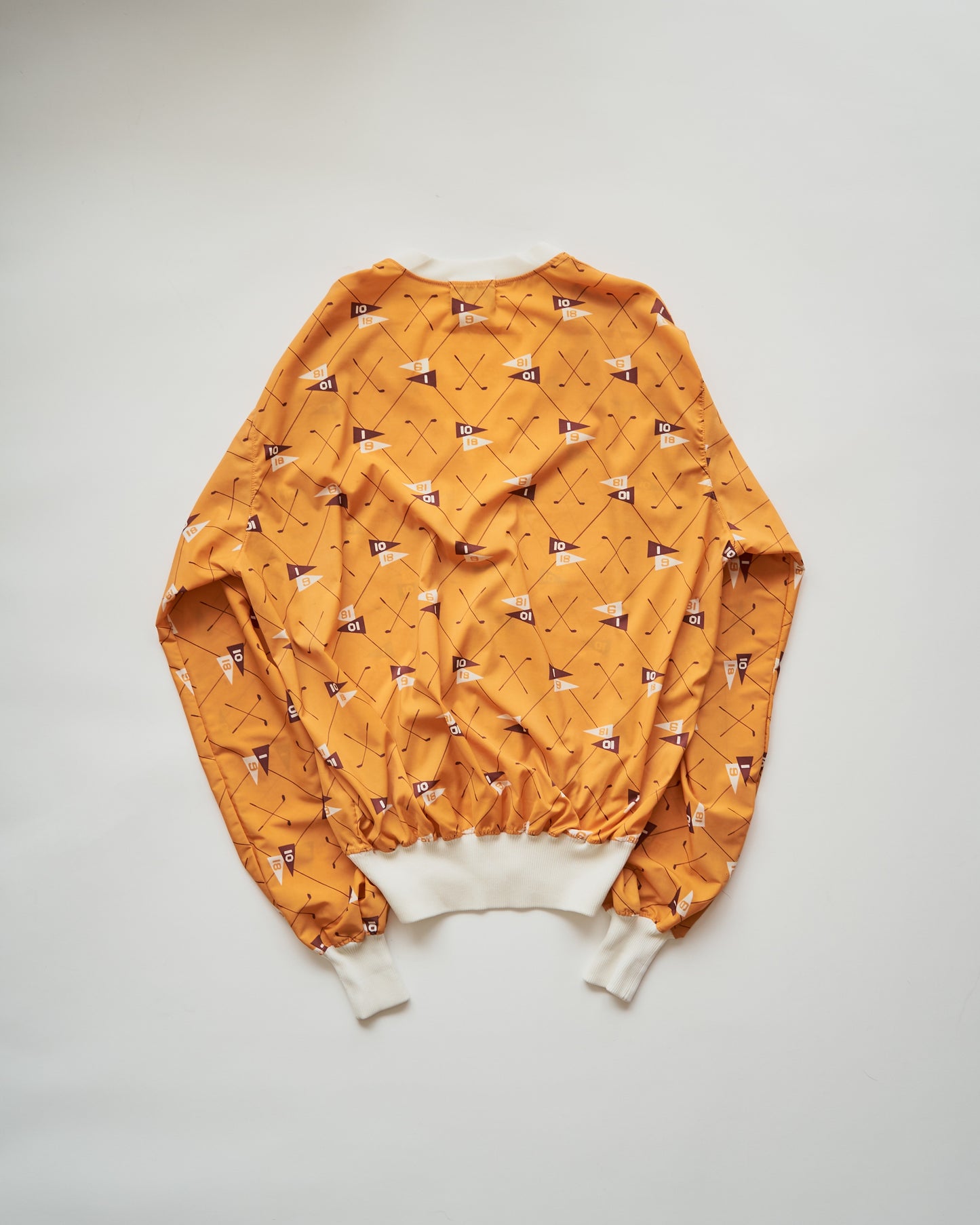 80-90s DUNLOP Golf Motif Stretch Nylon Rib Pullover / Mustard