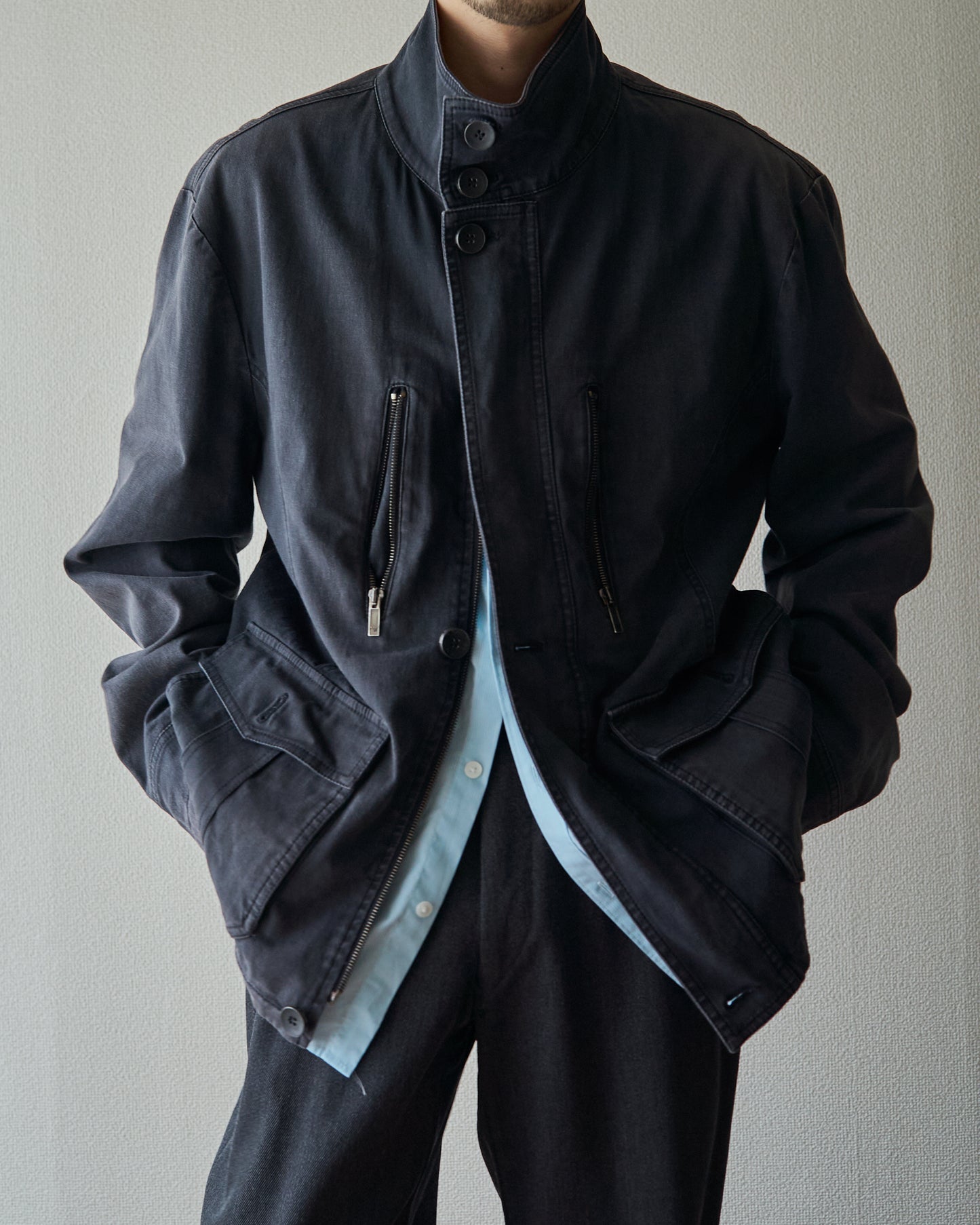 2010s EMPORIO ARMANI JOSH LINE Washed Cotton Deconstructed Blouson / Faded Navy