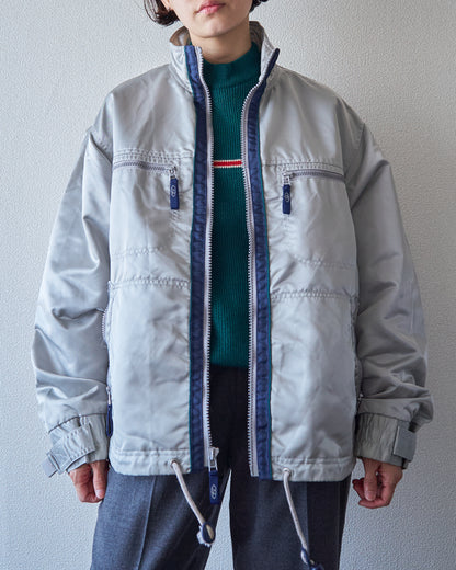 【SIZE M-L】90s-00s GAP Silver Nylon Multi-Pocket Utility Jacket