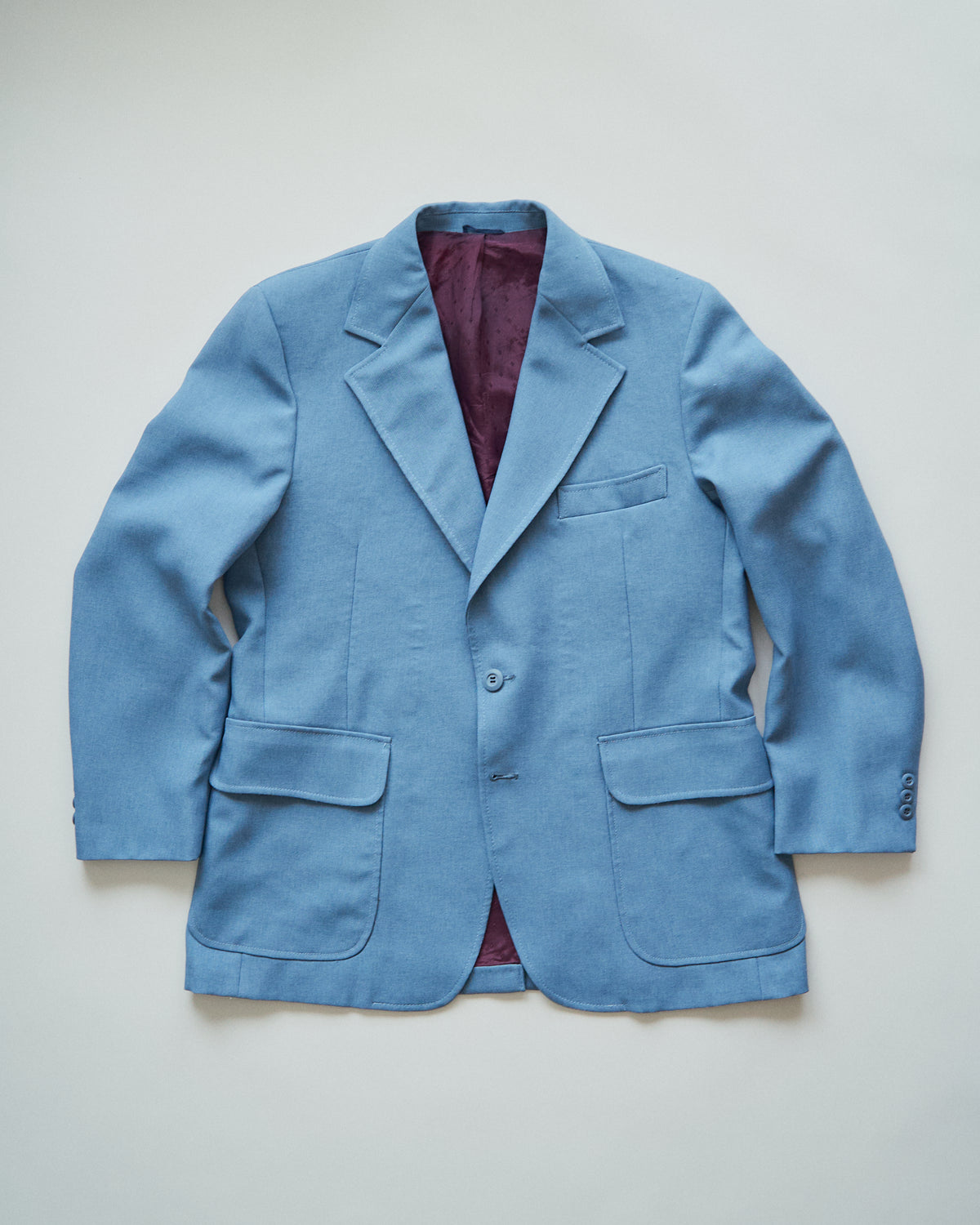 【SIZE L】-1980s JCPENNEY Textured Notch Lapel Tailored Jacket / Powder Blue