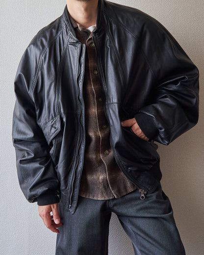【Size M】80s-90s GIMO’S Lambskin Leather Raglan Sleeve Blouson / Black