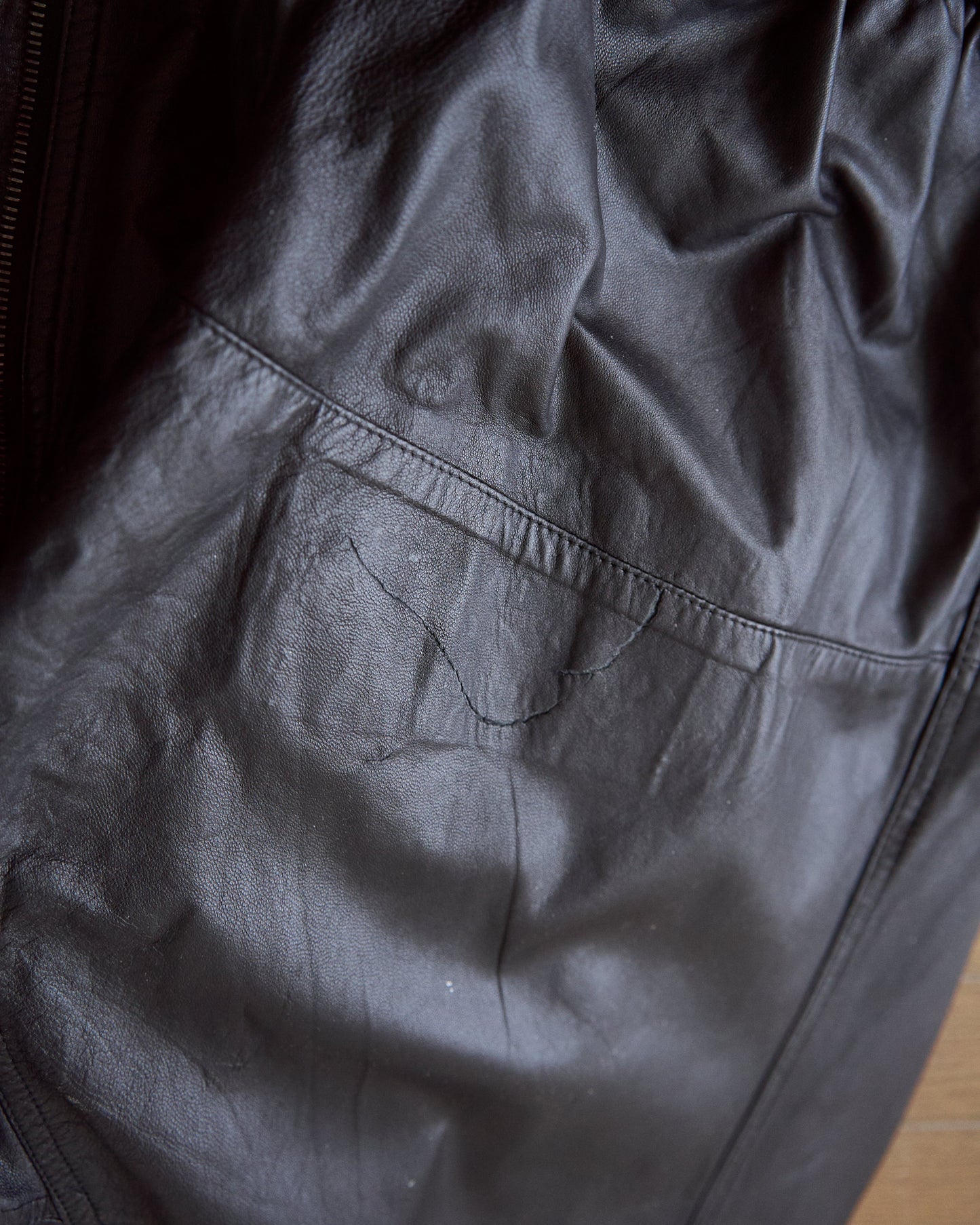 80s-90s GIMO’S Lambskin Leather Raglan Sleeve Bomber Jacket / Black 85