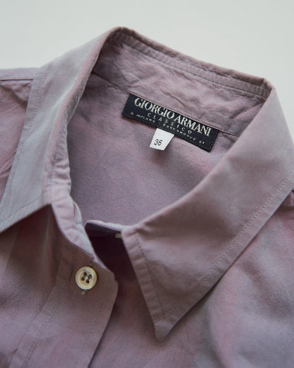 【SIZE S】90s GIORGIO ARMANI CLASSICO Cotton Silk Fabric TAMAMUSHI Shirt / Mauve Purple