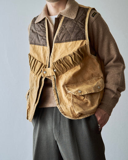 【SIZE M】70s US Cotton Duck Quilted-Yoke Hunting Vest / Tan