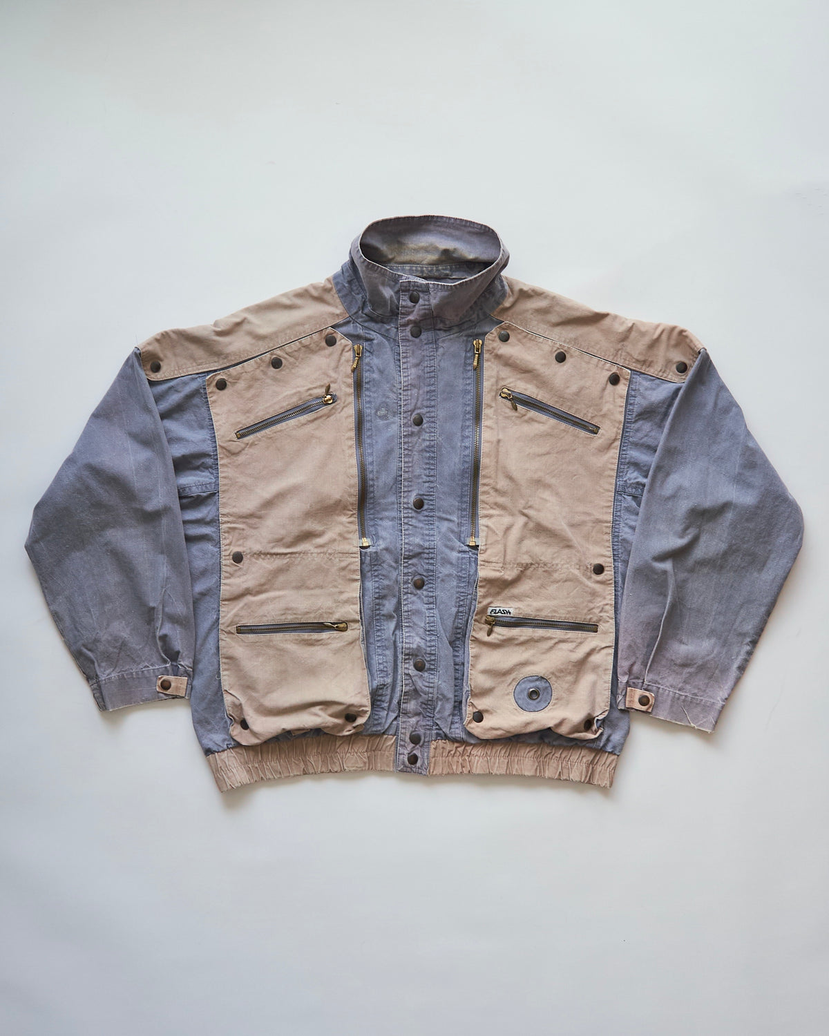 【SIZE M-L】80-90s FLASH Cotton Twill Detachable Multi-Pocket Bomber Jacket / Grey Beige