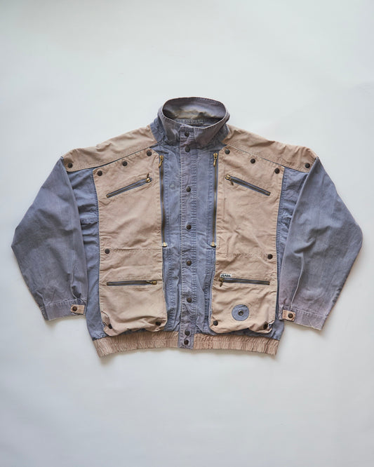 【SIZE M-L】80-90s FLASH Cotton Twill Detachable Multi-Pocket Bomber Jacket / Grey Beige
