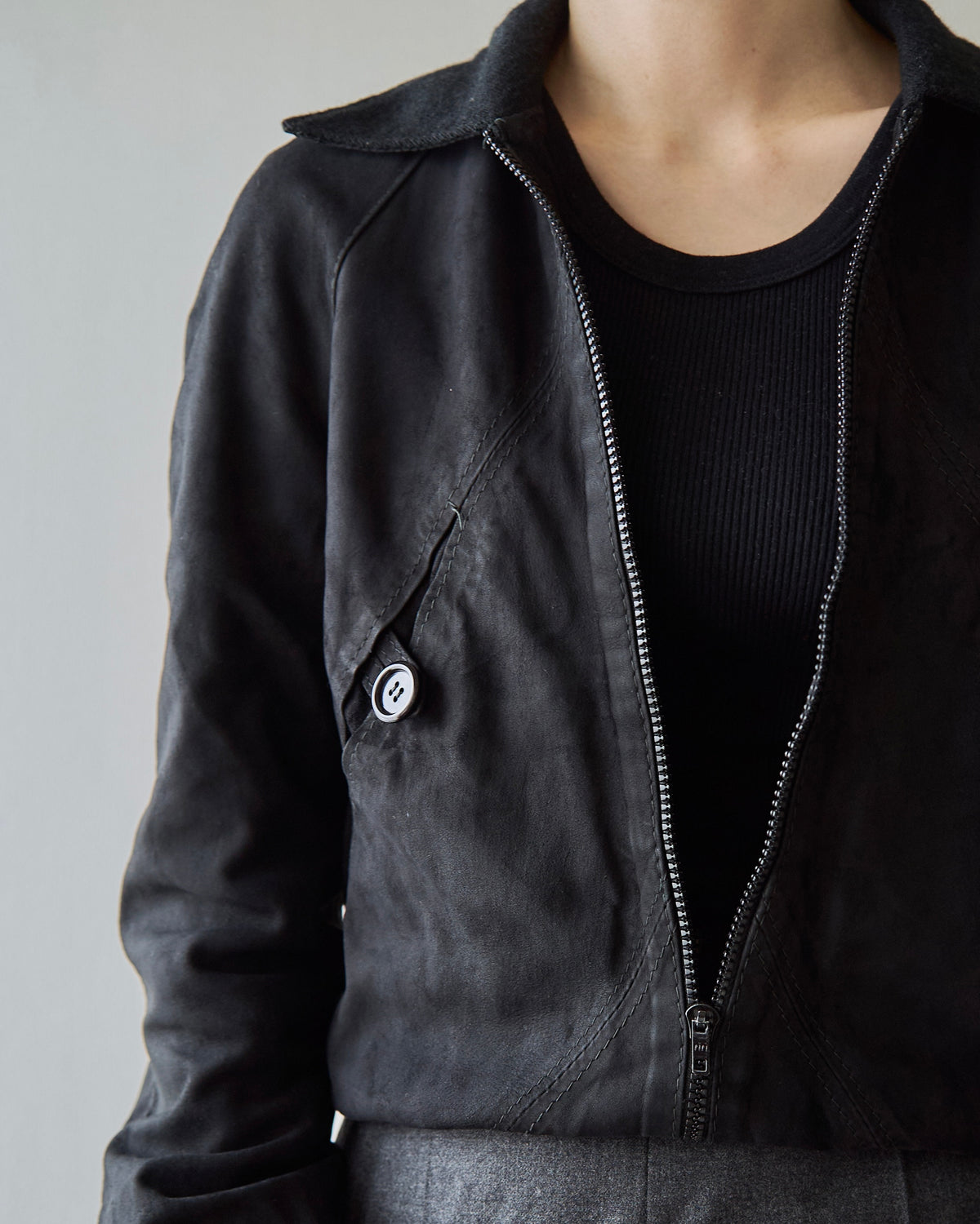 【SIZE XS】ITALIAN SUEDE SHORT BLOUSON / Black