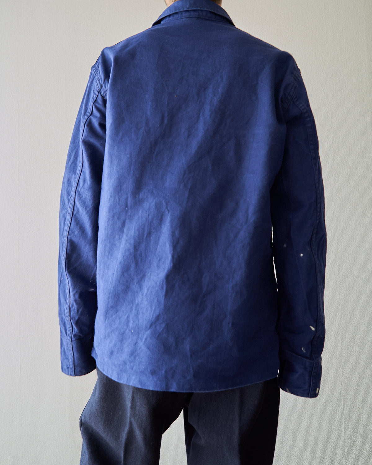 【SIZE M-L】70's Swedish Military Cotton Twill Pullover Shirt / Ink Blue