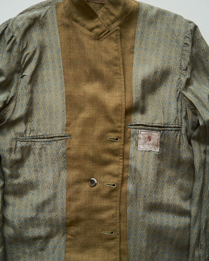 【SIZE M】70s Notch Lapel Double Breasted Tailored Jacket / Mustard Olive
