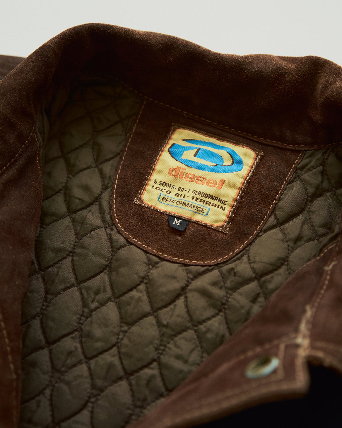 【SIZE L】90s DIESEL Cordura Nylon Suede Elbow-Patc Trucker Jacket / Black