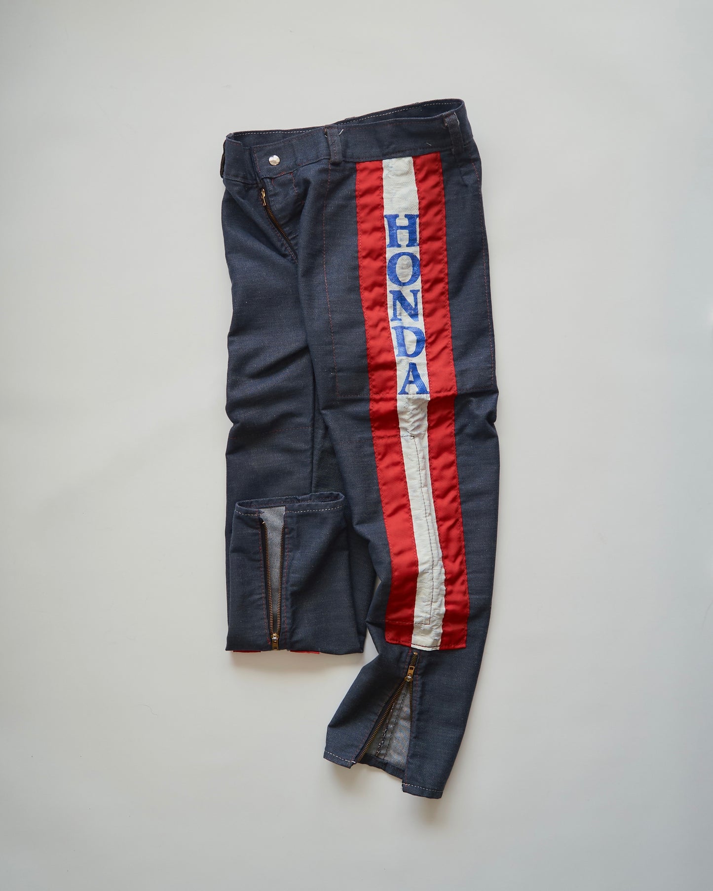 ~70s HONDA Motocross Racing Denim Pants / Painted Outseam Stripe