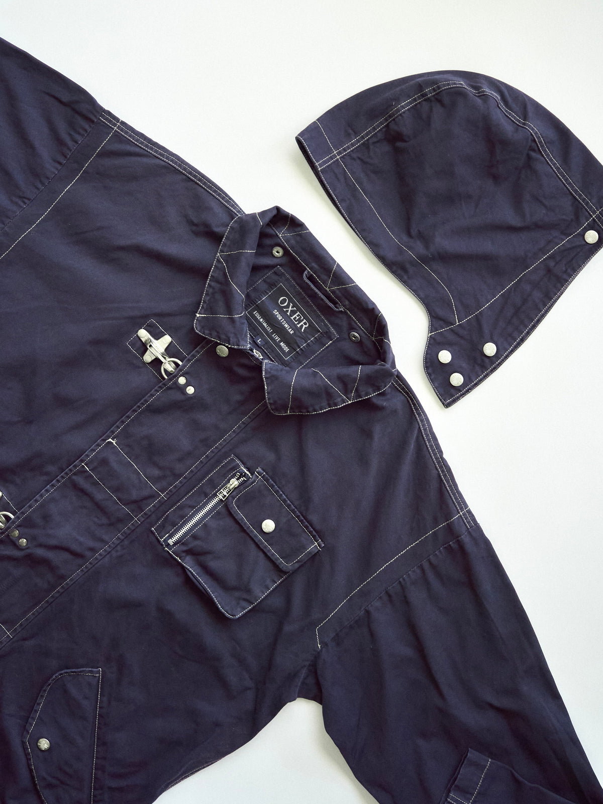 【SIZE L】OXER Cotton Detachable Hood Fireman-Hook  Coat / Navy