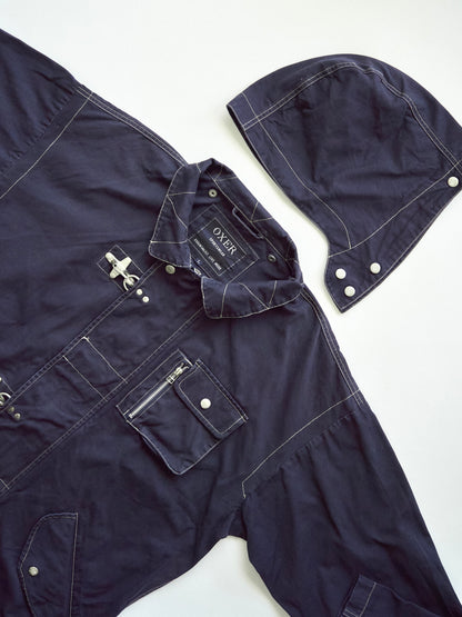 【SIZE L】OXER Cotton Detachable Hood Fireman-Hook  Coat / Navy