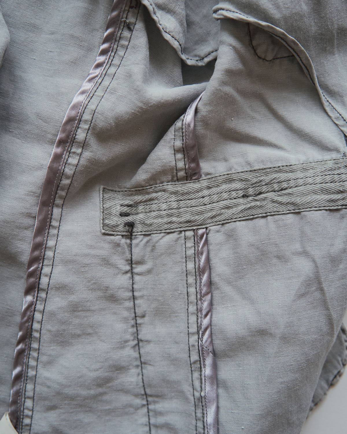 【SIZE : M-L】 ARMANI JEANS Garment-Dyed Linen Field Jacket / Light Grey
