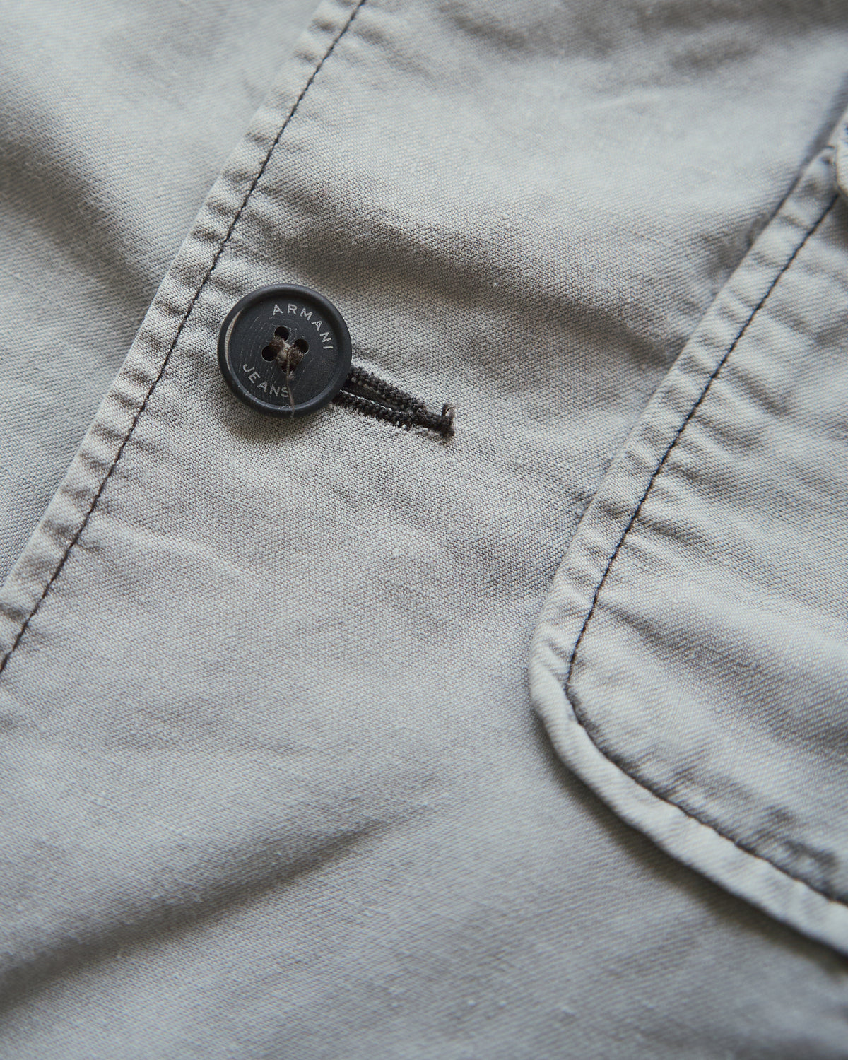 【SIZE : M-L】 ARMANI JEANS Garment-Dyed Linen Field Jacket / Light Grey