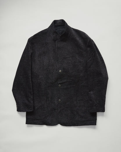 【Size L】90s JHANE BARNES Wool/Linen Textured boucle Jacket / Black