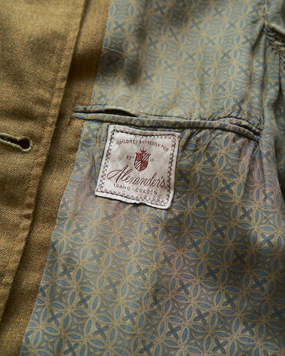 【SIZE M】70s Notch Lapel Double Breasted Tailored Jacket / Mustard Olive