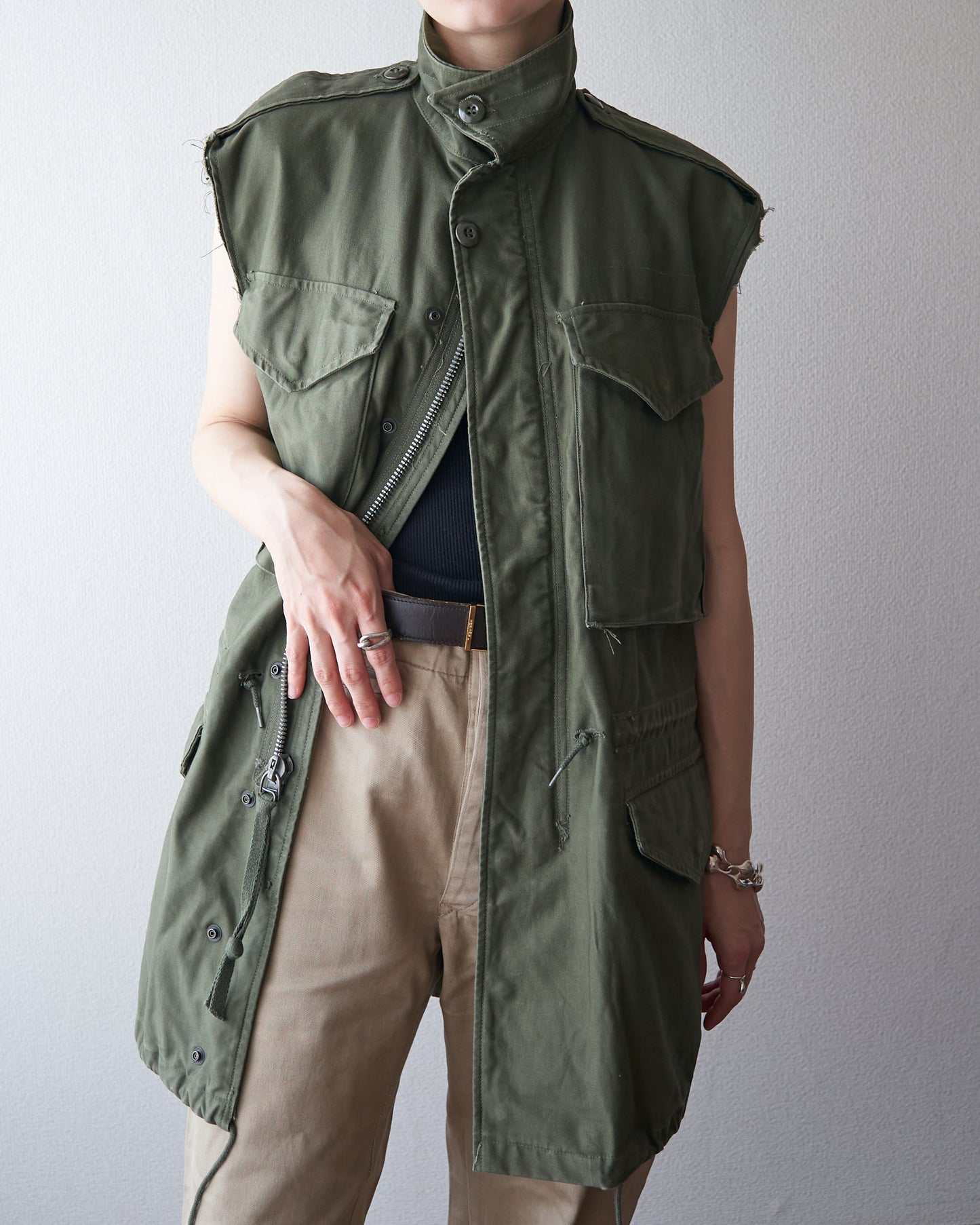 60s US ARMY M-51 Field Jacket Custom Vest / OG-107 Olive