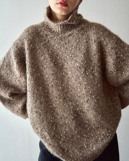 【SIZE M-L】90s Y'S for MEN Wool Nylon Nep-Melange Turtleneck Knit / Brown