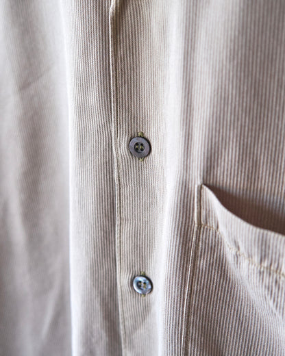 【SIZE L】-00s ERMENEGILDO ZEGNA Cotton Rayon Hairline-Striped Shirt / Beige
