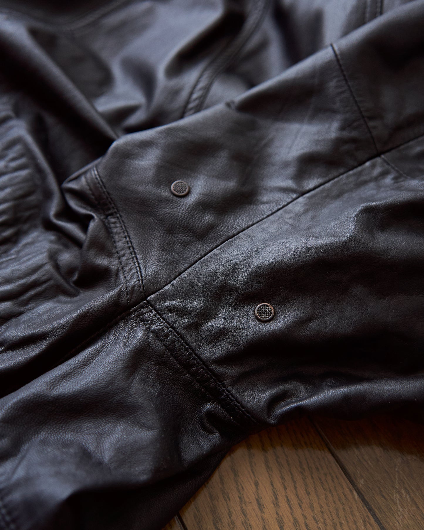 80s-90s GIMO’S Lambskin Leather Raglan Sleeve Bomber Jacket / Black 85