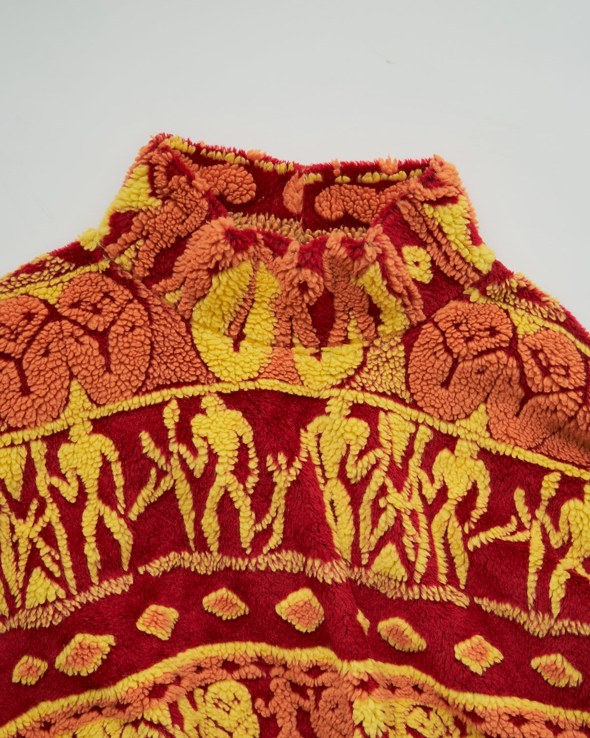【SIZE L】90s DESCENTE Acrylic Jacquard Boa Tribal Pattern Pullover / Red