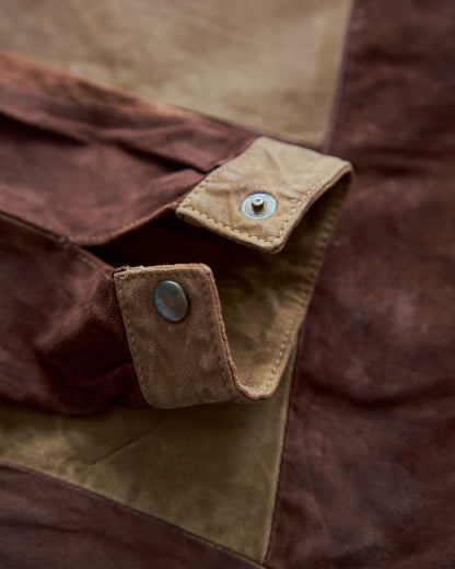 【SIZE S】70s Geometric Patchwork Suede Pullover / Tonal Brown