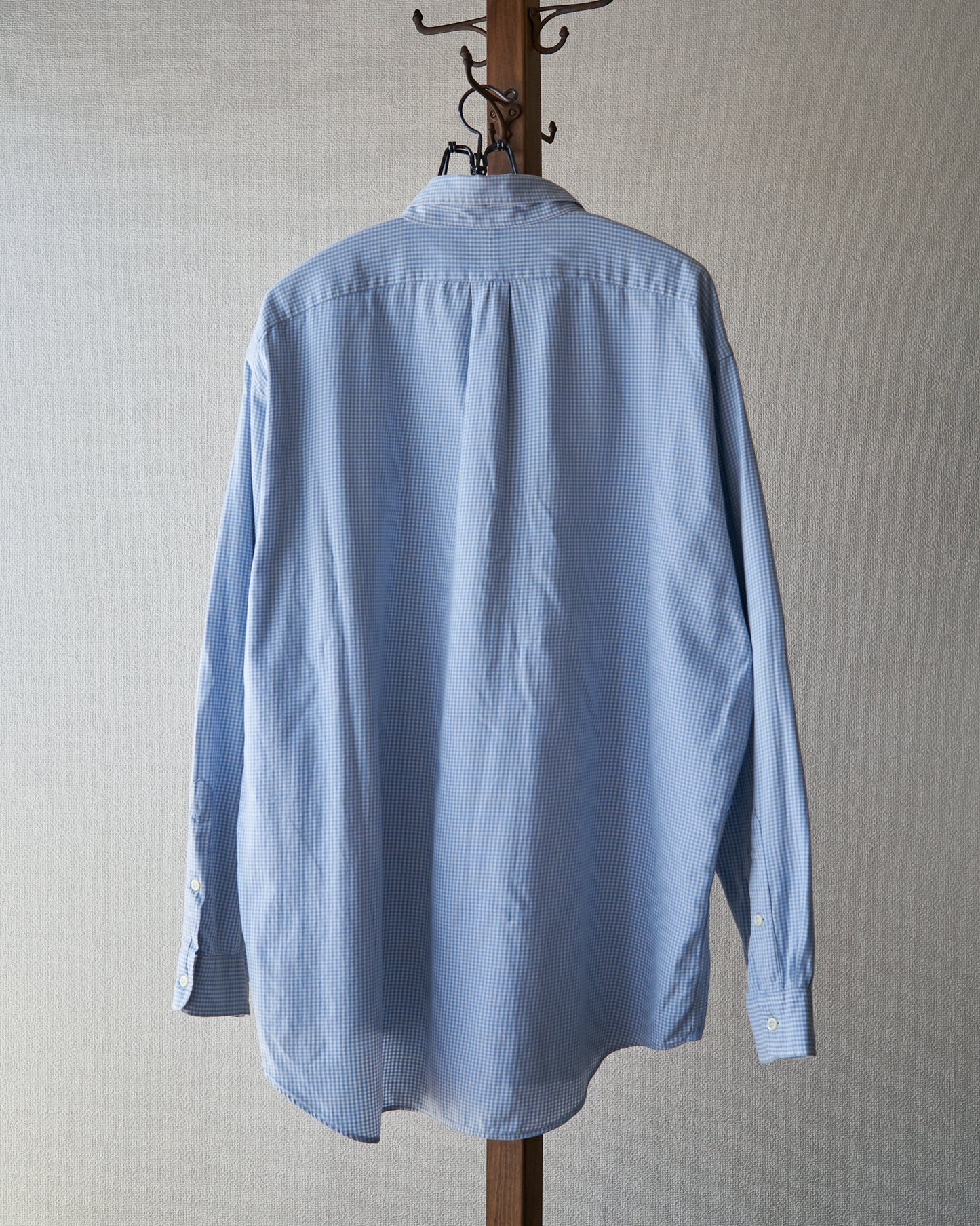 90-00's RALPH LAUREN "BLAKE" Cotton Twill Gingham BD Shirt / Blue × White