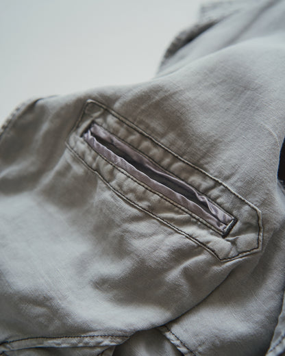 【SIZE : M-L】 ARMANI JEANS Garment-Dyed Linen Field Jacket / Light Grey
