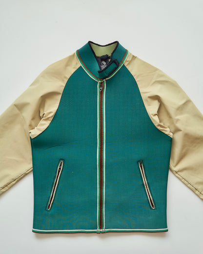 【SIZE S】1980-90s Neoprene Switching Jacket / Green × Beige
