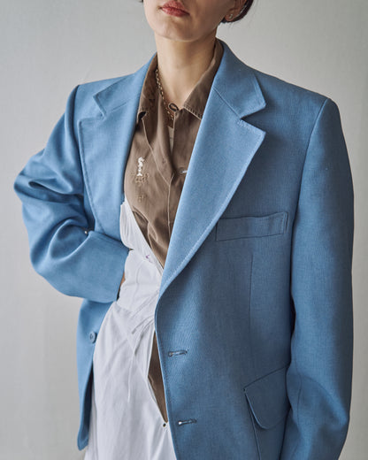 【SIZE L】-1980s JCPENNEY Textured Notch Lapel Tailored Jacket / Powder Blue