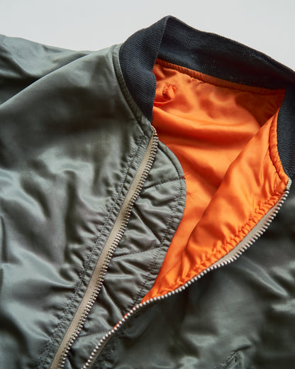 【SIZE S-M】70s CONCORD INDUSTRIES Reversible Nylon MA-1 Flight Jacket / Sage Green