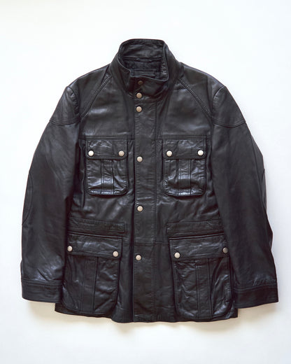 【SIZE L】00s-10s HUGO BOSS Lambskin Leather Utility Jacket/ Black