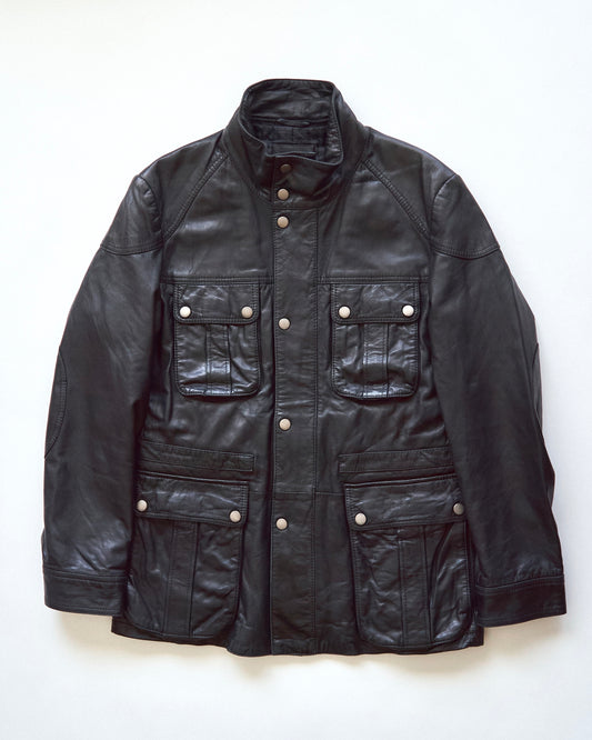 【SIZE L】00s-10s HUGO BOSS Lambskin Leather Utility Jacket/ Black