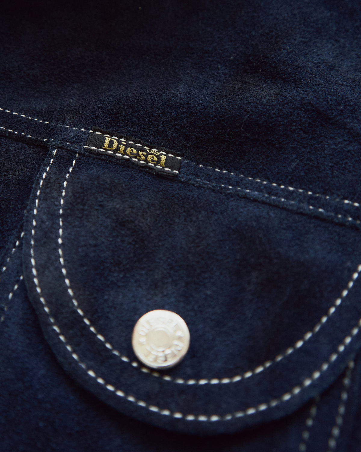 【SIZE L】90s-00s DIESEL Suede Reversible Trucker Jacket / Navy