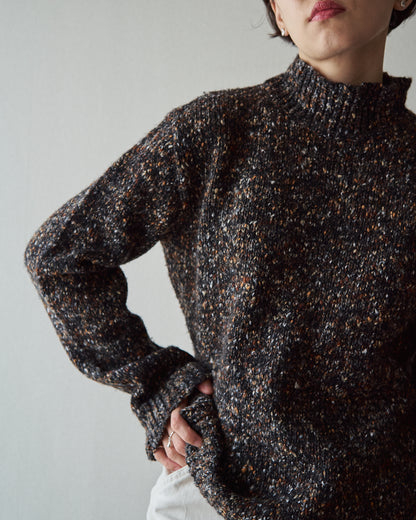 【SIZE S-M】90s agnès b. homme  Nep Melange Mock Neck Sweater / Charcoal
