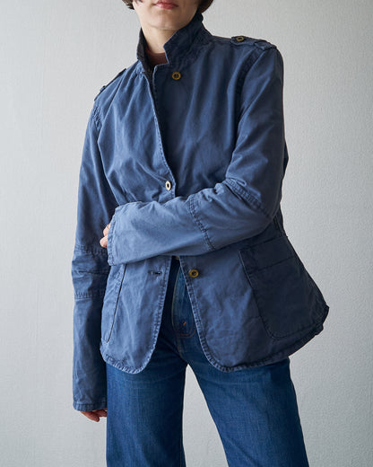 【SIZE S】ARMANI JEANS Garment-Dyed Cotton Convertible-Collar Field Jacket / Navy
