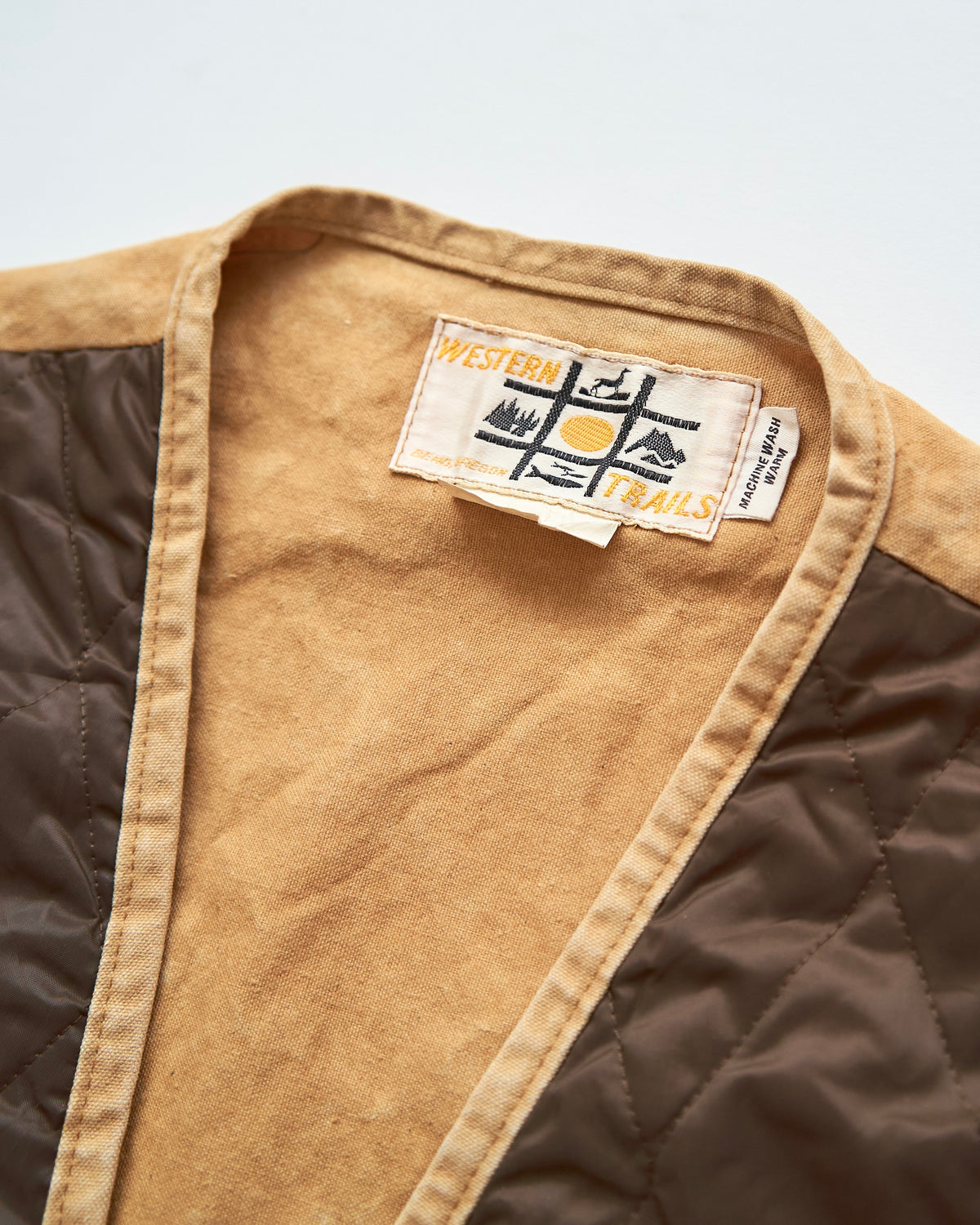 【SIZE M】70s US Cotton Duck Quilted-Yoke Hunting Vest / Tan