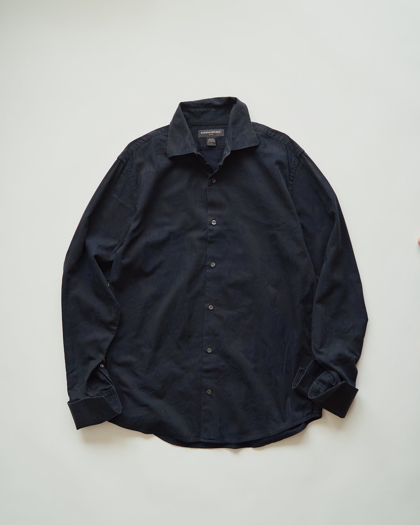 〜00's BANANA REPUBLIC Botanical Jacquard Cotton Shirt / Black