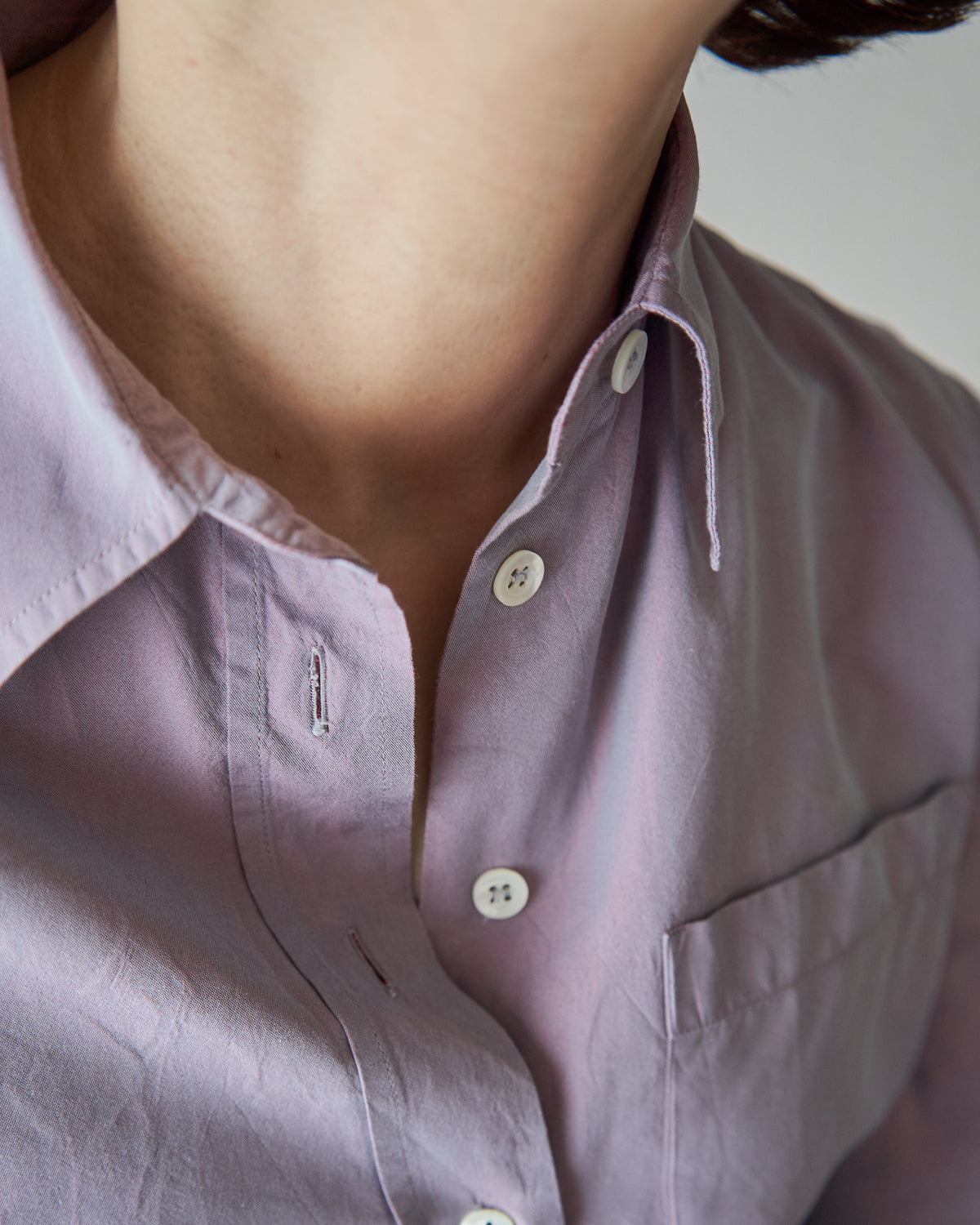 【SIZE S】90s GIORGIO ARMANI CLASSICO Cotton Silk Fabric TAMAMUSHI Shirt / Mauve Purple