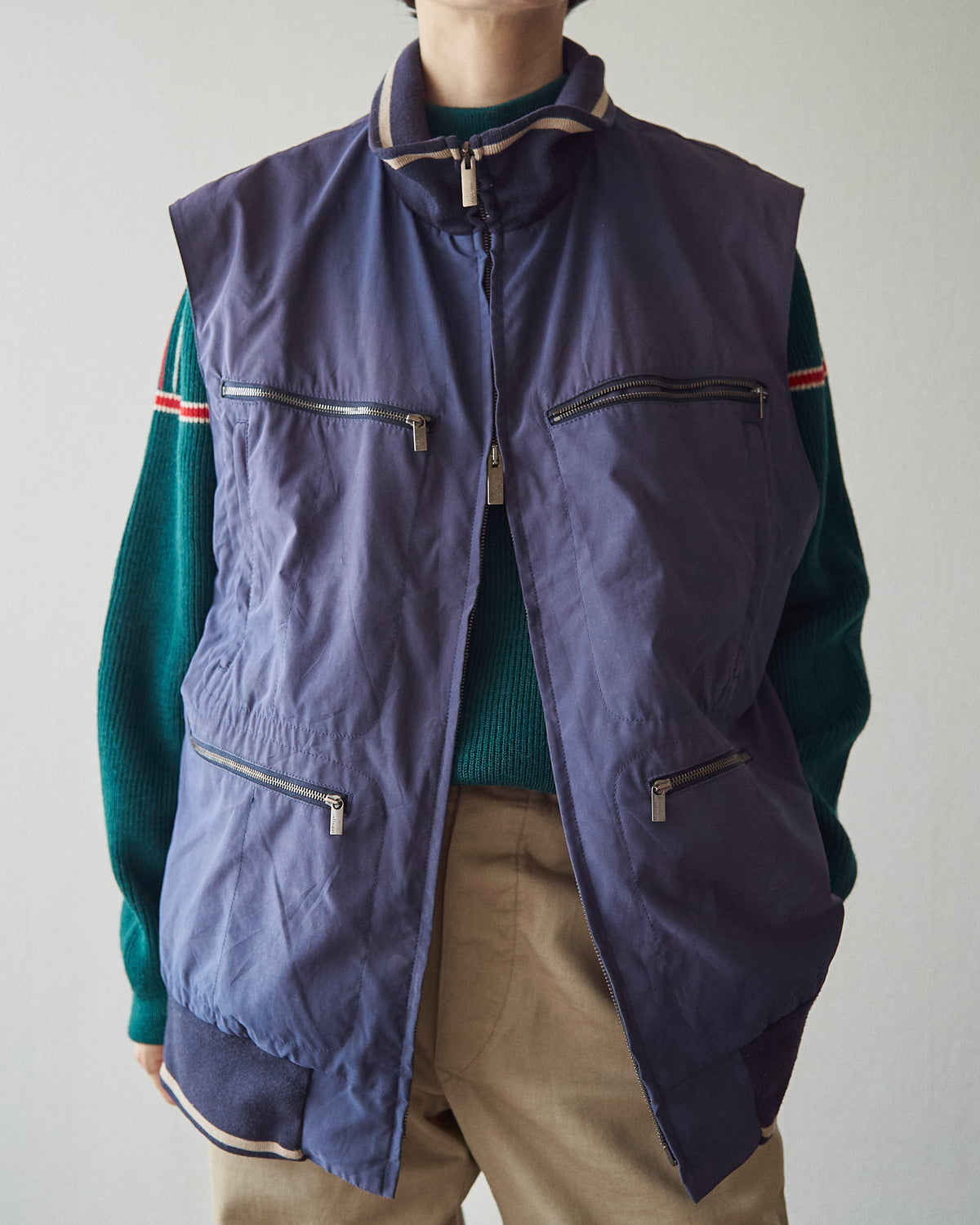 【SIZE M-L】ALLEGRI Nylon Multi-Pocket Utility Vest / Sun-Faded Navy