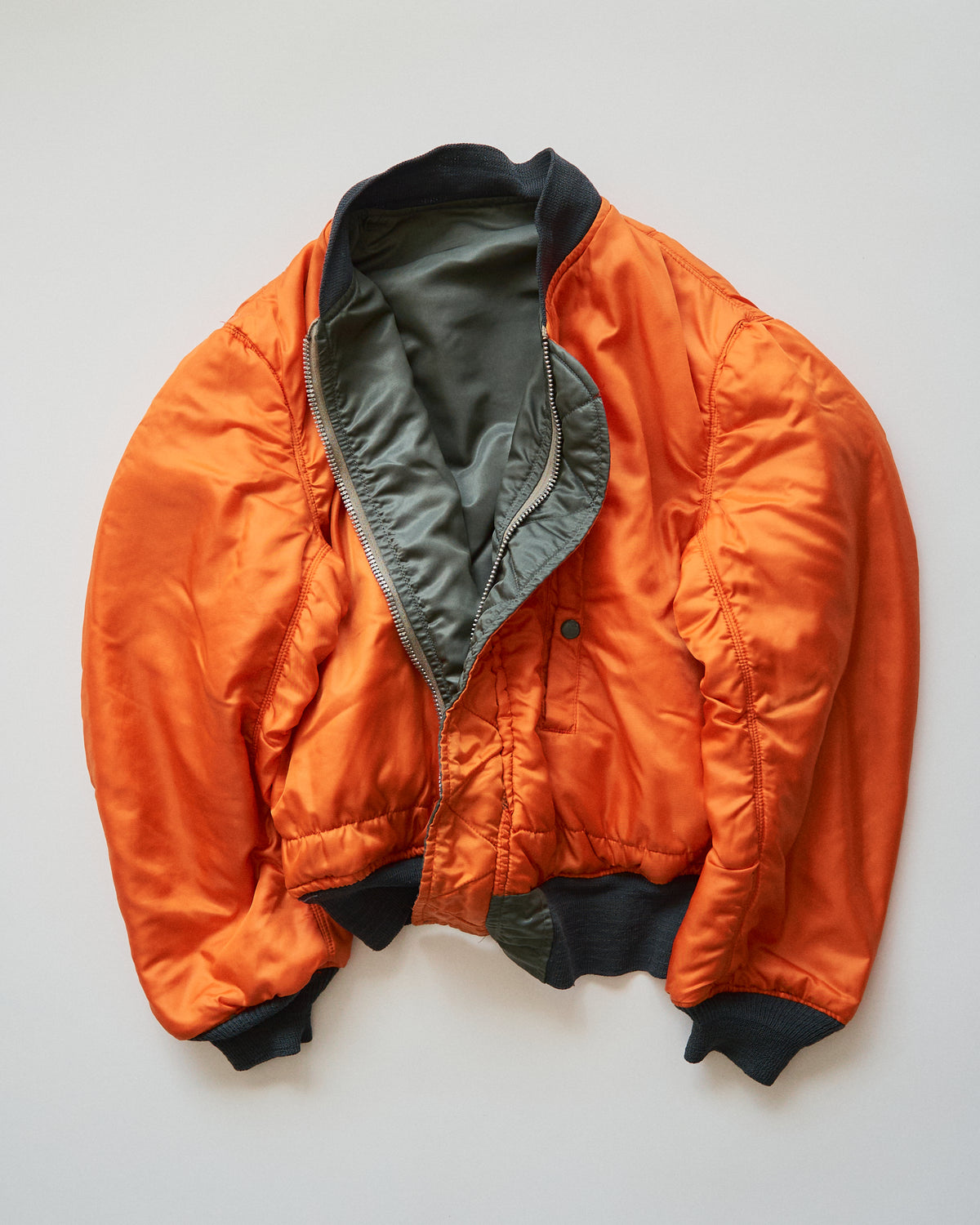 【SIZE S-M】70s CONCORD INDUSTRIES Reversible Nylon MA-1 Flight Jacket / Sage Green